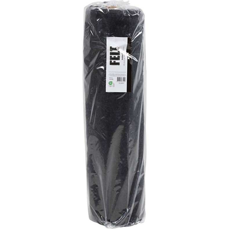 Hobbyfilt, B: 45 cm, tykkelse 1,5-2 mm, meleret, 180-200 g, sort, 5 m/ 1 rl.