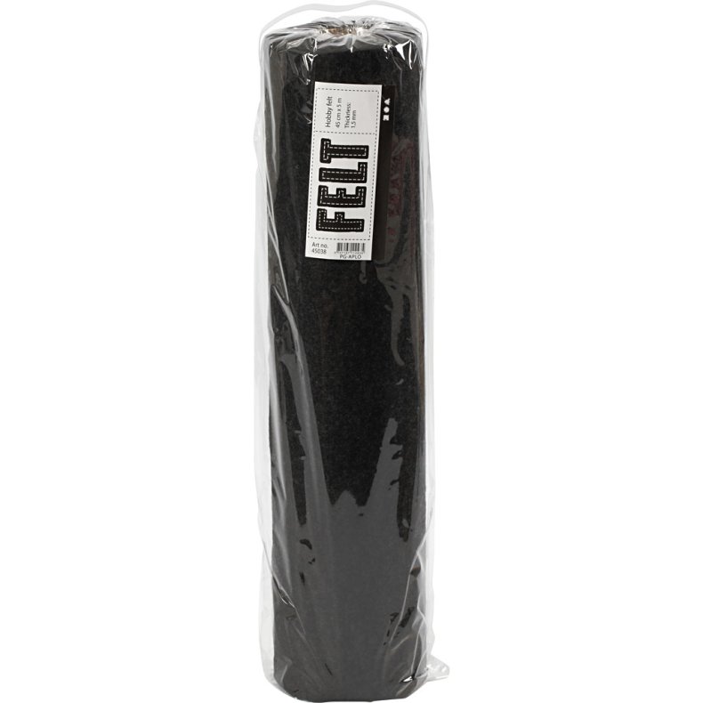 Hobbyfilt, B: 45 cm, tykkelse 1,5-2 mm, meleret, 180-200 g, sort, 5 m/ 1 rl.