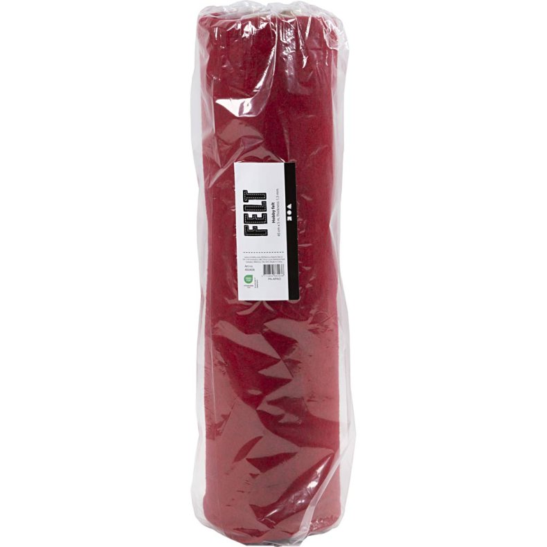Hobbyfilt, B: 45 cm, tykkelse 1,5-2 mm, meleret, 180-200 g, r&oslash;d, 5 m/ 1 rl.