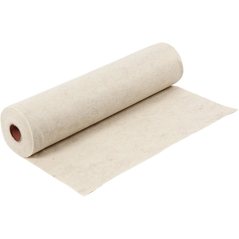 Hobbyfilt, B: 45 cm, tykkelse 1,5 mm, meleret, 180-200 g, r&aring;hvid, 5 m/ 1 rl.