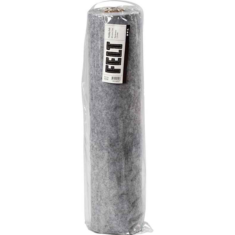 Hobbyfilt, B: 45 cm, tykkelse 1,5-2 mm, meleret, 180-200 g, gr&aring;, 5 m/ 1 rl.
