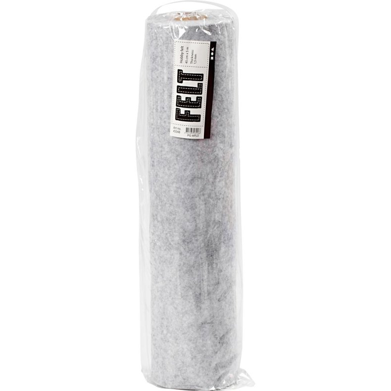 Hobbyfilt, B: 45 cm, tykkelse 1,5-2 mm, meleret, 180-200 g, gr&aring;, 5 m/ 1 rl.