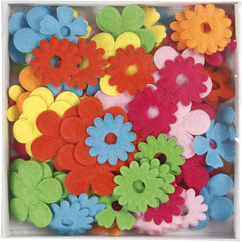 Filtblomster, str. 35x45 mm, tykkelse 1,2 mm, 135 stk./ 1 pk.
