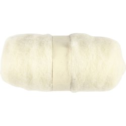 Kartet Uld, hvid, 100 g/ 1 bdt.