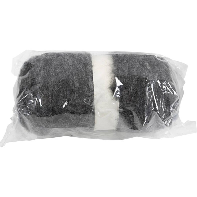 Kartet Uld, m&oslash;rk gr&aring;, 100 g/ 1 bdt.
