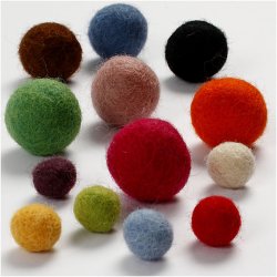 Filtkugler, diam. 10+20 mm, ass. farver, 52 stk./ 1 pk.