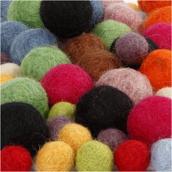 Filtkugler, diam. 10+20 mm, ass. farver, 52 stk./ 1 pk.