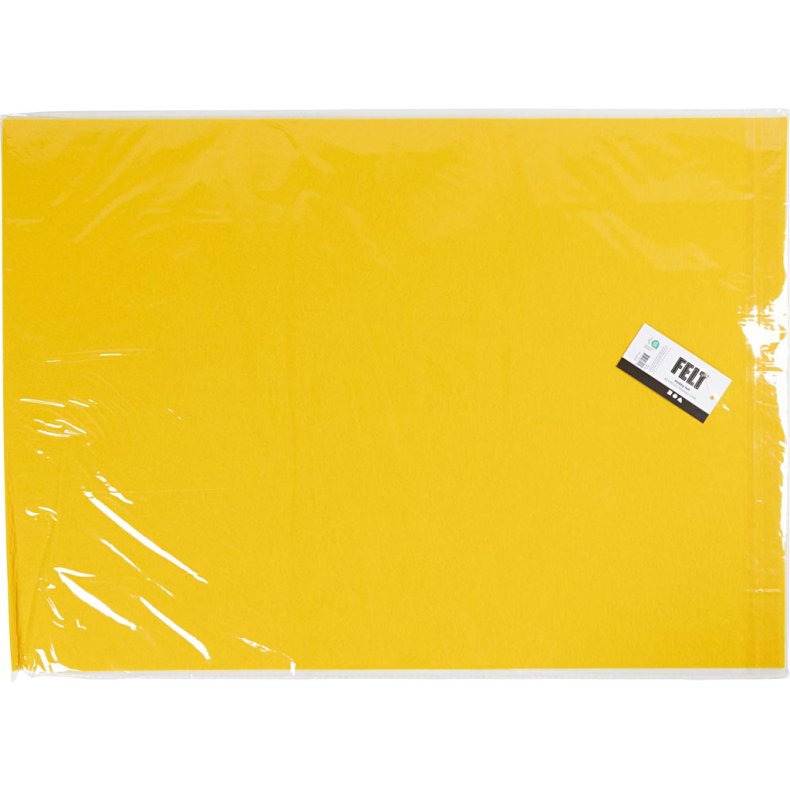 Hobbyfilt, ark 42x60 cm, tykkelse 3 mm, gul, 1 ark