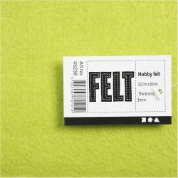 Hobbyfilt, ark 42x60 cm, tykkelse 3 mm, lys gr&oslash;n, 1 ark