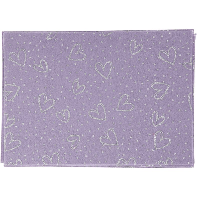 Hobbyfilt, A4, ark 210x297 mm, tykkelse 1 mm, lilla, 10 ark/ 1 pk.