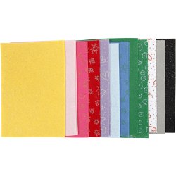 Hobbyfilt, ark 21x30 cm, tykkelse 1,5-2 mm, Indhold kan variere, ass. farver, 24 ark/ 1 pk.