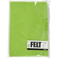 Hobbyfilt, A4, ark 210x297 mm, tykkelse 1,5-2 mm, lys gr&oslash;n, 10 ark/ 1 pk.