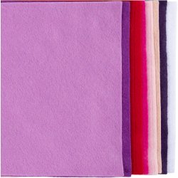 Hobbyfilt, A4, ark 210x297 mm, tykkelse 2 mm, lilla/pink harmoni, 10 stk./ 1 pk.