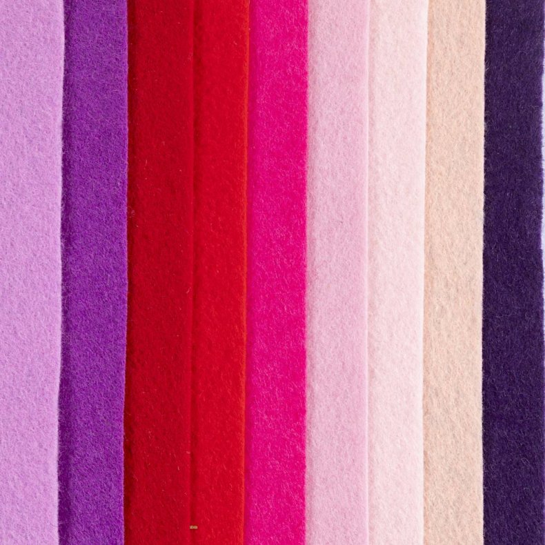 Hobbyfilt, A4, ark 210x297 mm, tykkelse 2 mm, lilla/pink harmoni, 10 stk./ 1 pk.