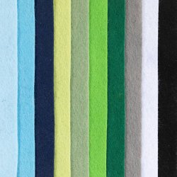 Hobbyfilt, A4, ark 210x297 mm, tykkelse 2 mm, bl&aring;/gr&oslash;n harmoni, 10 stk./ 1 pk.