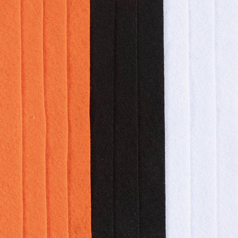 Hobbyfilt, A4, ark 210x297 mm, tykkelse 2 mm, halloweenfarver, 10 stk./ 1 pk.