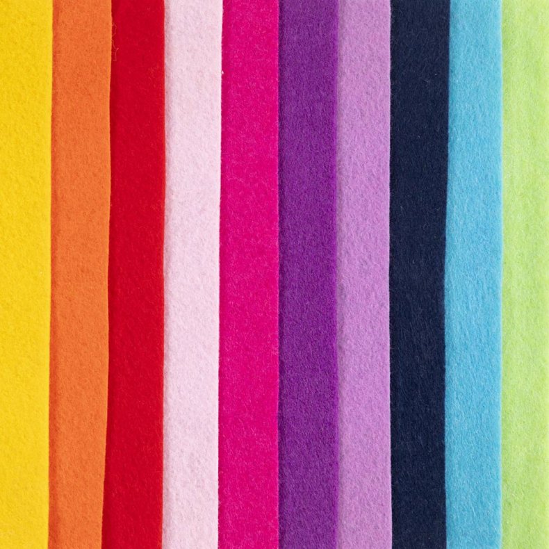 Hobbyfilt, A4, ark 210x297 mm, tykkelse 2 mm, colorful, 10 stk./ 1 pk.