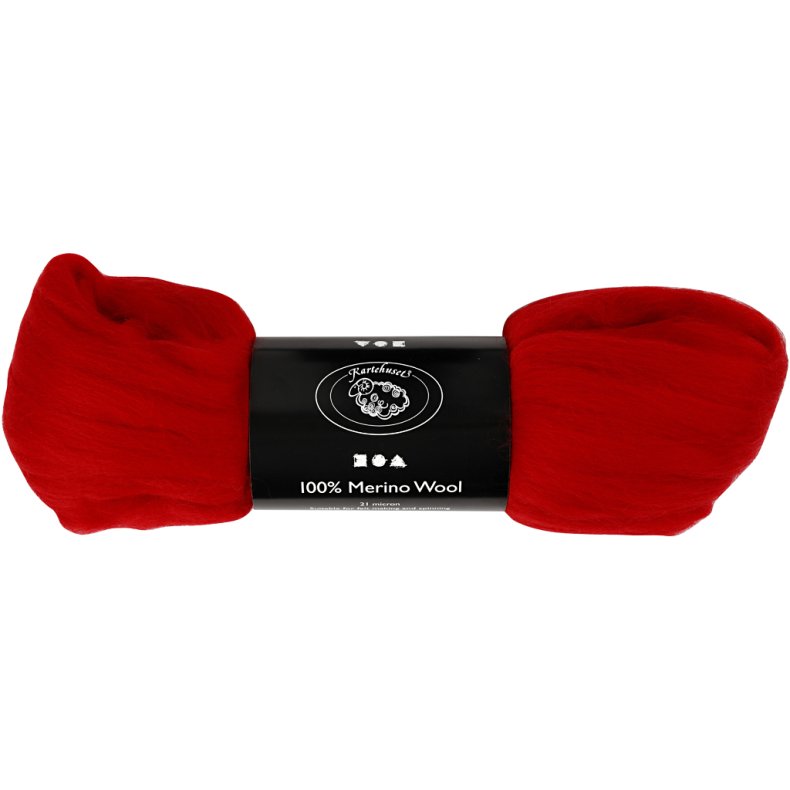 Merinould, tykkelse 21 my, juler&oslash;d, 100 g/ 1 pk.