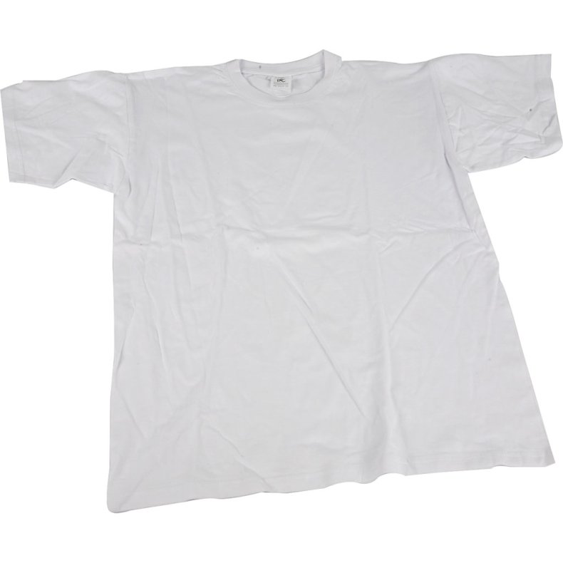 T-shirt, B: 36 cm, str. 5-6 &aring;r, rund hals, 145 g, hvid, 1 stk.