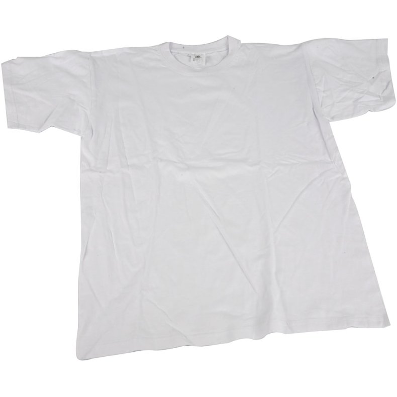 T-shirt, B: 42 cm, str. 9-11 &aring;r, rund hals, 145 g, hvid, 1 stk.