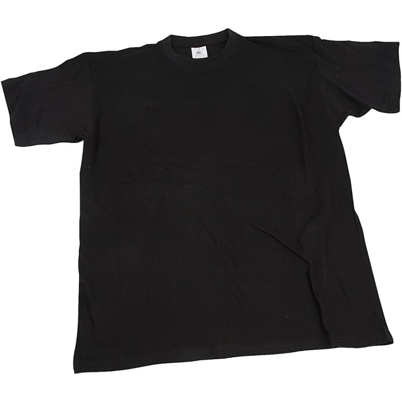 T-shirt, B: 32 cm, str. 3-4 &aring;r, rund hals, 145 g, sort, 1 stk.