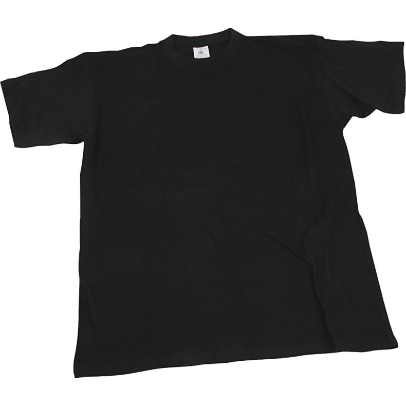 T-shirt, B: 36 cm, str. 5-6 &aring;r, rund hals, 145 g, sort, 1 stk.