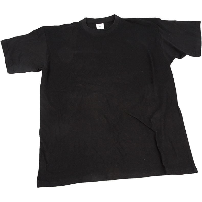 T-shirt, B: 40 cm, str. 7-8 &aring;r, rund hals, 145 g, sort, 1 stk.