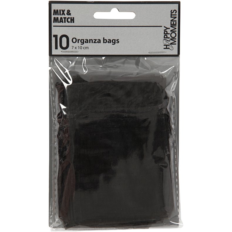 Organzapose, str. 7x10 cm, sort, 10 stk./ 1 pk.