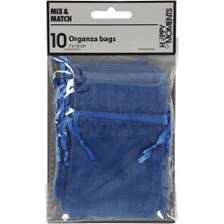 Organzapose, str. 7x10 cm, bl&aring;, 10 stk./ 1 pk.