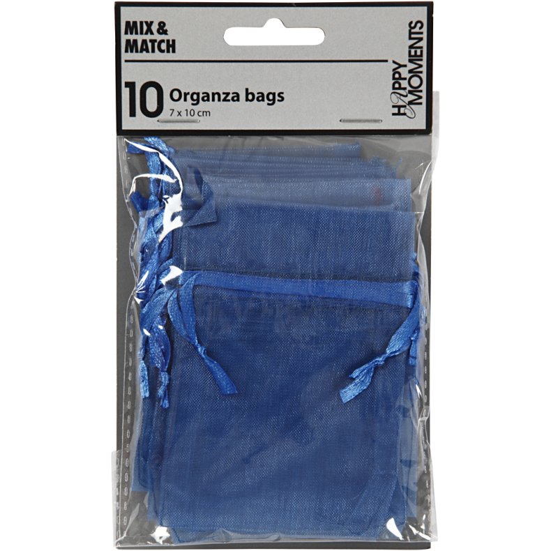 Organzapose, str. 7x10 cm, bl&aring;, 10 stk./ 1 pk.