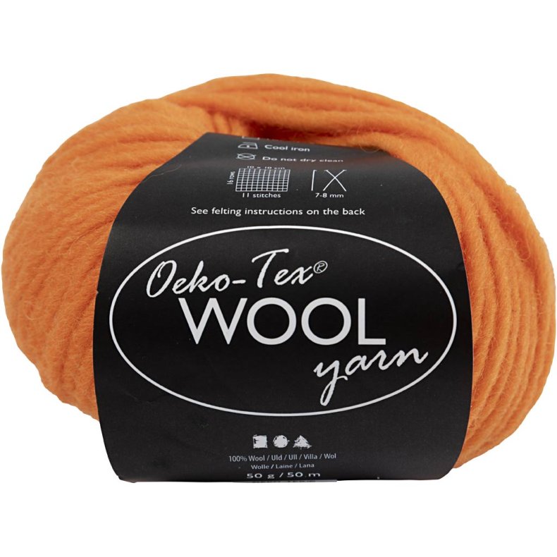 Uldgarn, L: 50 m, orange, 50g/ 1 ngl.