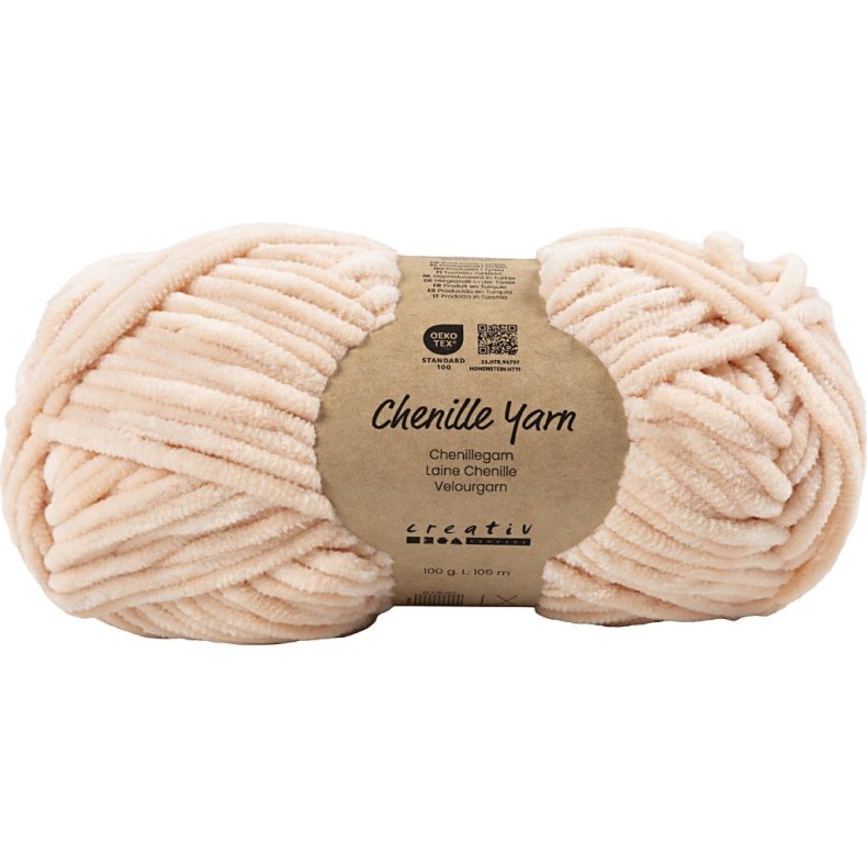 Velourgarn, L: 105 m, pind 5-6, lys r&oslash;d, 100 g/ 1 ngl.