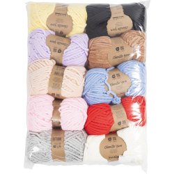 Velourgarn, L: 10x105 m, pind 5-6, ass. farver, 10x100 g/ 1 pk.