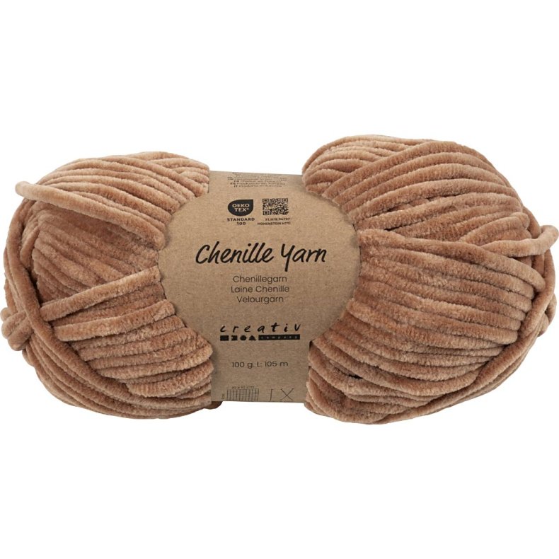 Velourgarn, L: 105 m, pind 5-6, beige, 100 g/ 1 ngl.