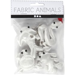 Stoffigurer med n&oslash;glering, str. 4-8 cm, hvid, 4 stk./ 1 pk.