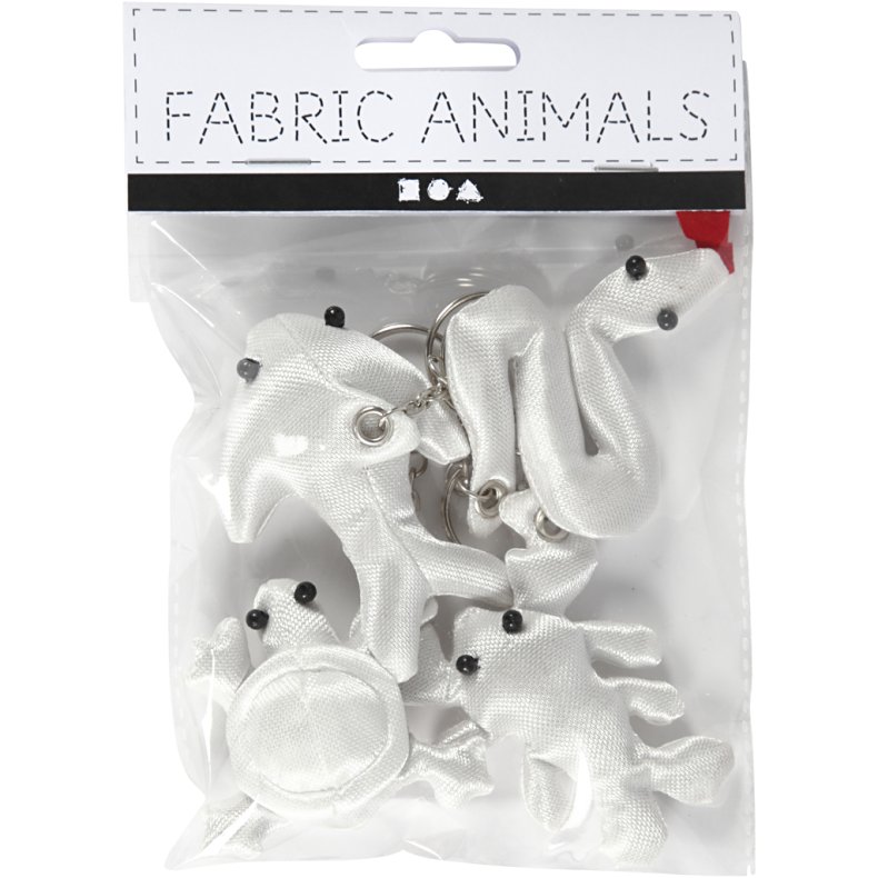Stoffigurer med n&oslash;glering, str. 4-8 cm, hvid, 4 stk./ 1 pk.