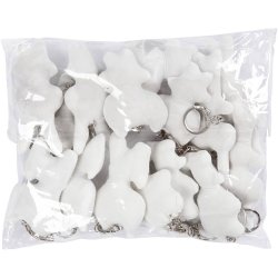 Stoffigurer med n&oslash;glering, str. 6-10 cm, hvid, 15 stk./ 1 pk.