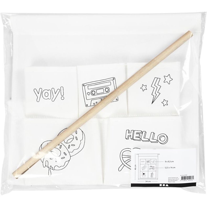 Lommeoph&aelig;ng, H: 46 cm, B: 34 cm, 145 g, hvid, 1 stk.