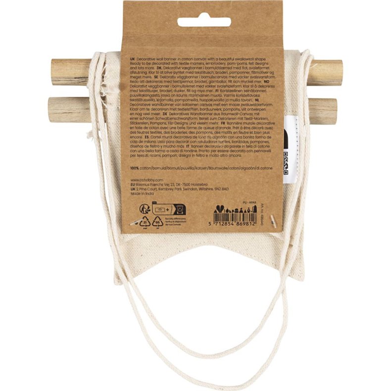 Lille v&aelig;gbanner, Svalehaleform, H: 12 cm, B: 10,5, 300 g, lys natur, 2 stk./ 1 pk.