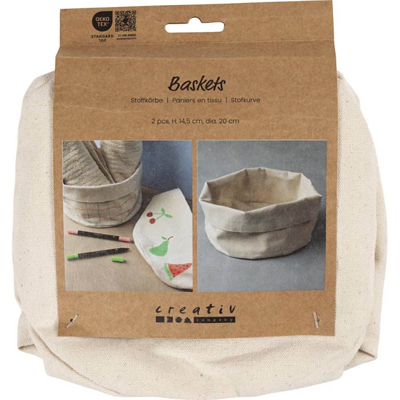 Stofkurve, H: 14,5 cm, diam. 20 cm, 385 g, lys natur, 2 stk./ 1 pk.