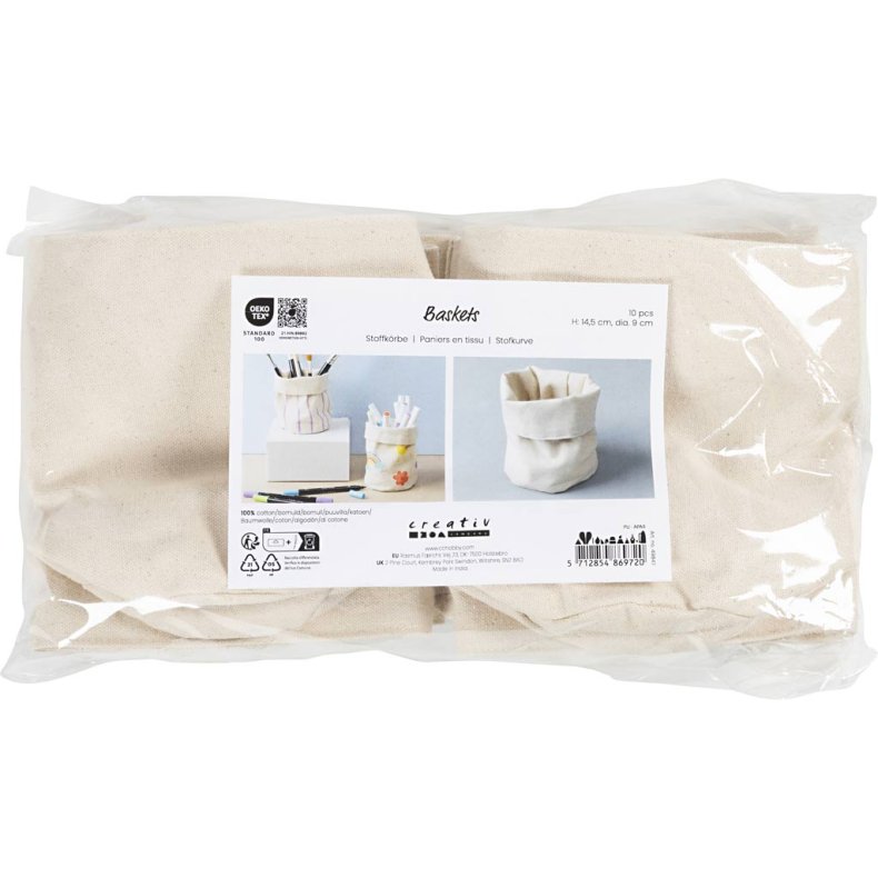 Stofkurve, H: 14,5 cm, diam. 9 cm, 385 g, lys natur, 10 stk./ 1 pk.