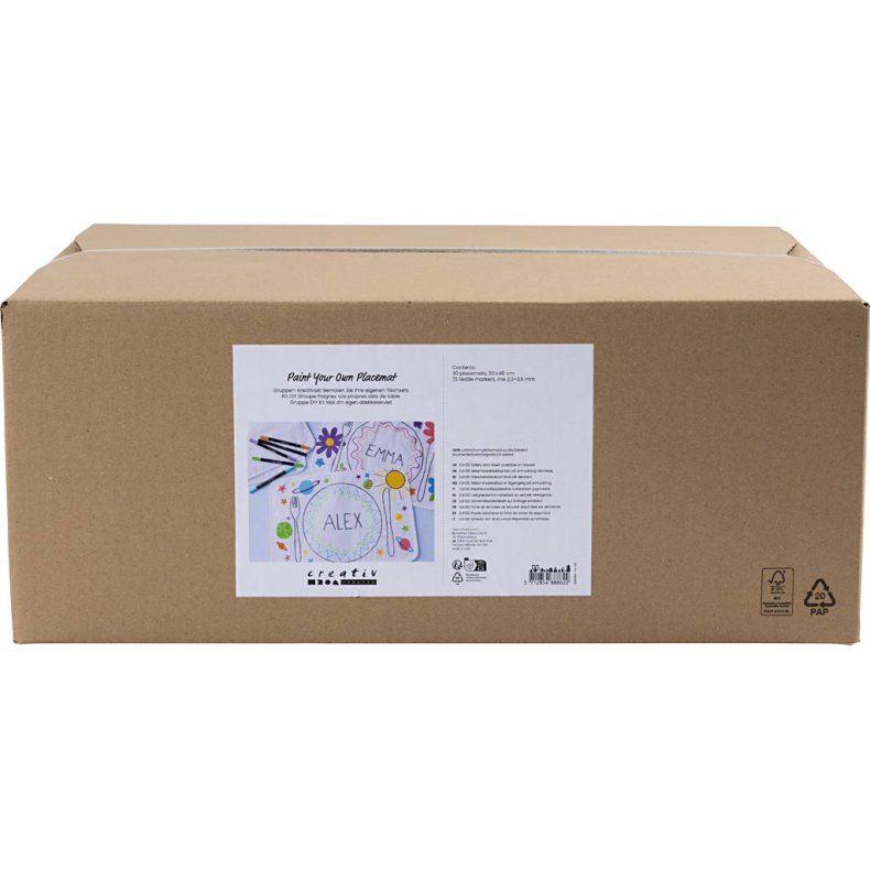 Gruppe DIY Kit Mal din egen d&aelig;kkeserviet, str. 30x45 cm, streg 2,3+3,6 mm, ass. farver, 30 stk./ 1 pk.