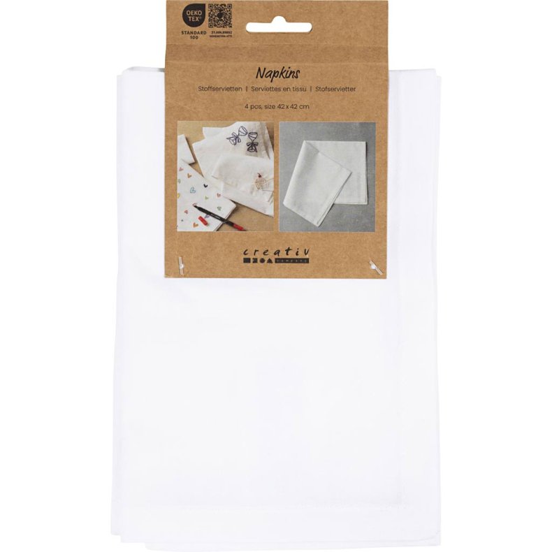 Stofservietter, str. 42x42 cm, 145 g, hvid, 4 stk./ 1 pk.