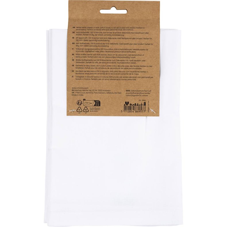 Stofservietter, str. 42x42 cm, 145 g, hvid, 4 stk./ 1 pk.