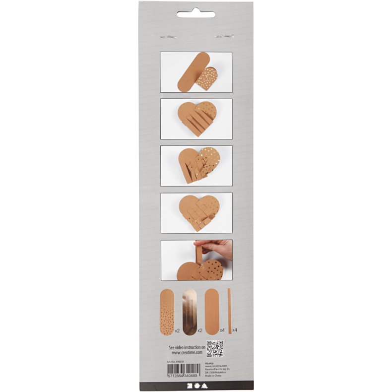 Julehjerter af l&aelig;derpapir, tykkelse 0,55 mm, guld, 1 s&aelig;t