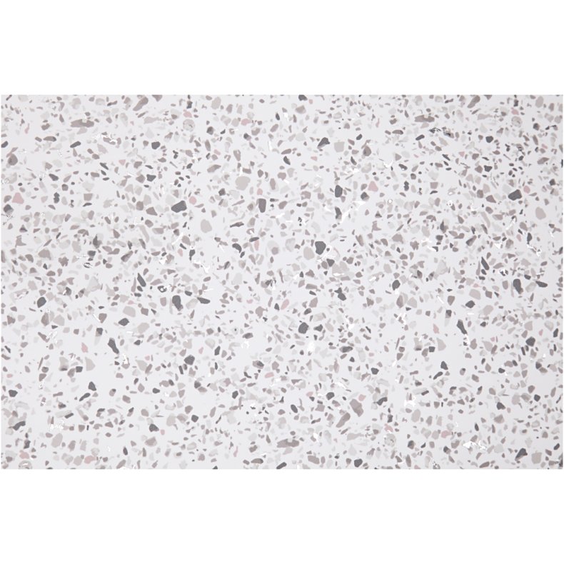 L&aelig;derpapir, terrazzo, B: 49,5 cm, folie,print, 350 g, hvid, 1 m/ 1 rl.