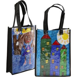 Taske med plastfront, str. 30x23x7 cm, sort, 1 stk.