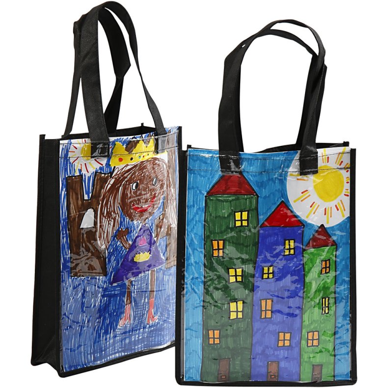 Taske med plastfront, str. 30x23x7 cm, sort, 1 stk.