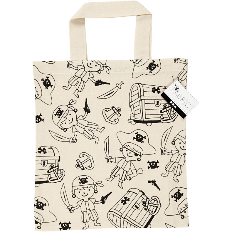 Mulepose, pirater, str. 27,5x30 cm, 135 g, lys natur, 1 stk.