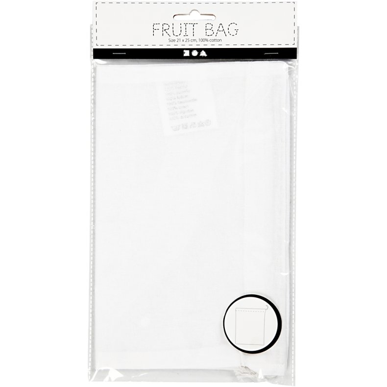 Stofpose, str. 21x25 cm, 130 g, hvid, 1 stk.